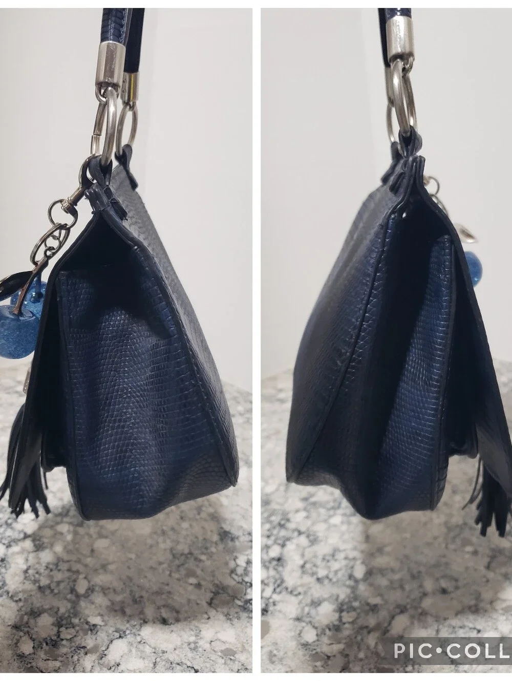 EUC Simply Noelle Navy Textured Snakeskin Crossbody Bag - Picture 4 of 17